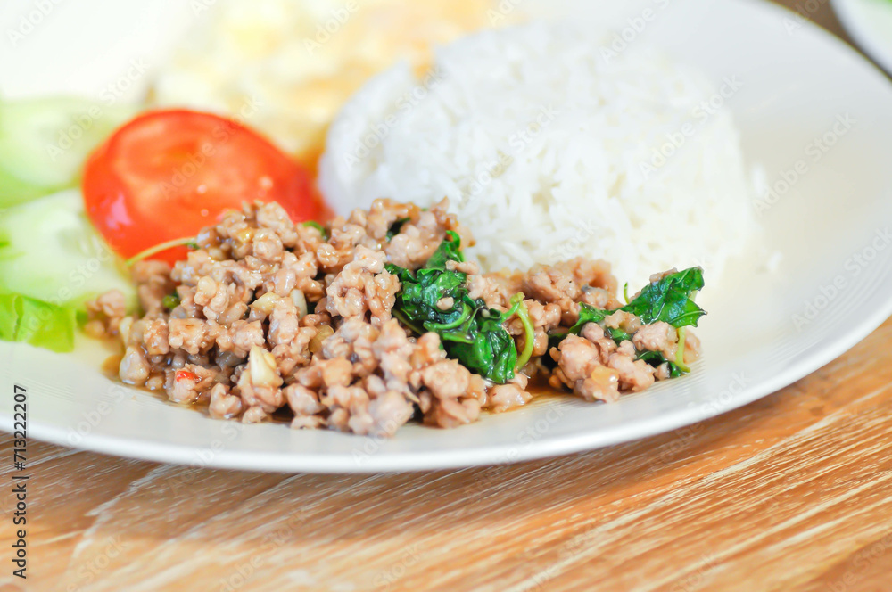 stir fried pork with holy basil and sunny side up egg or fried egg stir fried pork with holy basil and sunny side up egg or fried egg