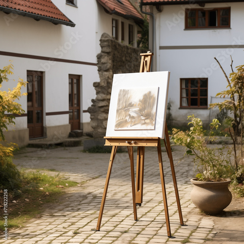 easel in the village