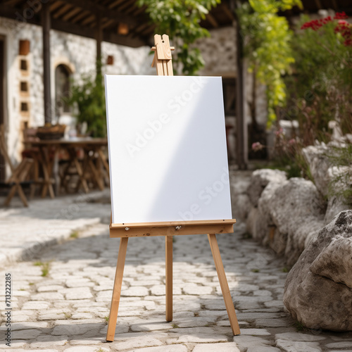 easel with blank canvas