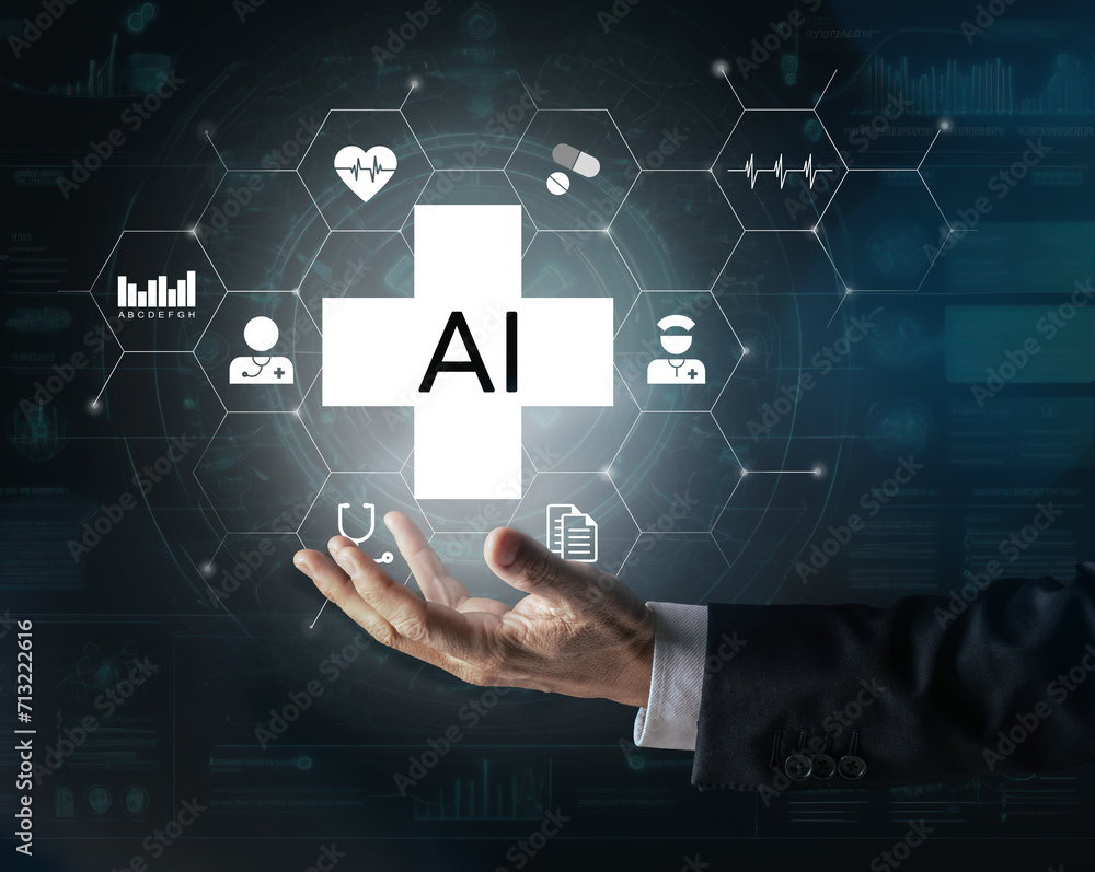 Artificial intelligence for patient treatment. Doctor use AI for diagnosis. Medical research concept Artificial intelligence for patient treatment. Doctor use AI for diagnosis. Medical research concept