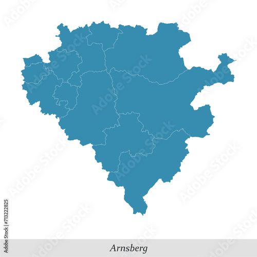 map of Arnsberg is a region in North Rhine-Westphalia state of Germany