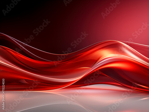 Fluid Red Glass Waves Abstract Design created with Generative AI technology