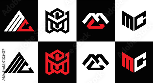 MC logo. M C design. White MC letter. MC, M C letter logo design. Initial letter MC linked circle uppercase monogram logo. M C letter logo vector design. MC letter logo design five style.	
