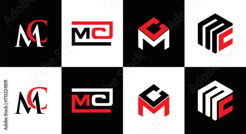 MC logo. M C design. White MC letter. MC, M C letter logo design. Initial letter MC linked circle uppercase monogram logo. M C letter logo vector design. MC letter logo design five style.	
