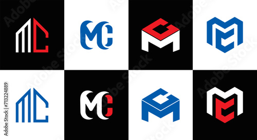 MC logo. M C design. White MC letter. MC, M C letter logo design. Initial letter MC linked circle uppercase monogram logo. M C letter logo vector design. MC letter logo design five style.	
