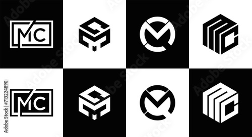 MC logo. M C design. White MC letter. MC, M C letter logo design. Initial letter MC linked circle uppercase monogram logo. M C letter logo vector design. MC letter logo design five style.	
