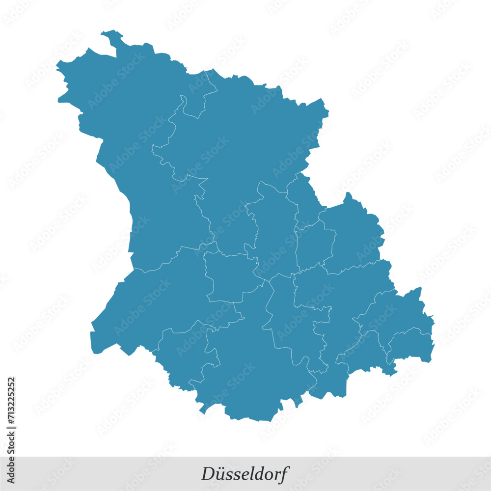 map of Düsseldorf is a region in North Rhine-Westphalia state of Germany