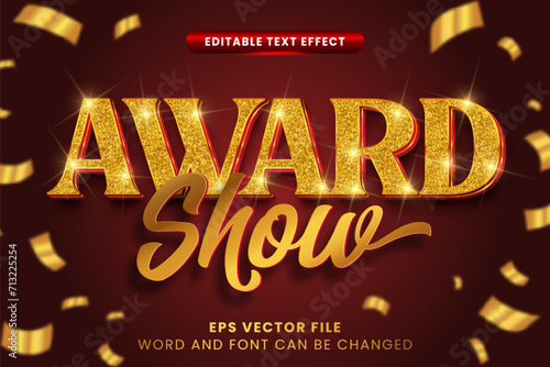 Award show luxury gold 3d editable vector text effect