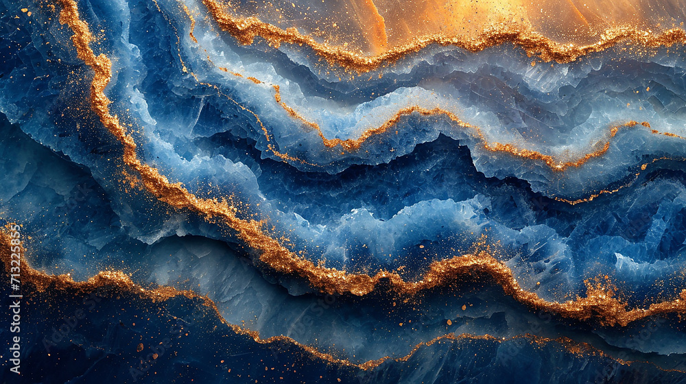 Sapphire blue marble stone with gold vein. Vivid graphite texture geode wallpaper background Sapphire blue marble stone with gold vein. Vivid graphite texture geode wallpaper background