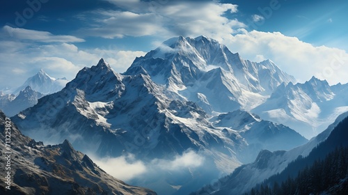 The steep icy mountains of the Himalayas illustration © Budi Rahardi