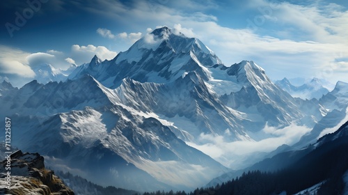 The steep icy mountains of the Himalayas illustration