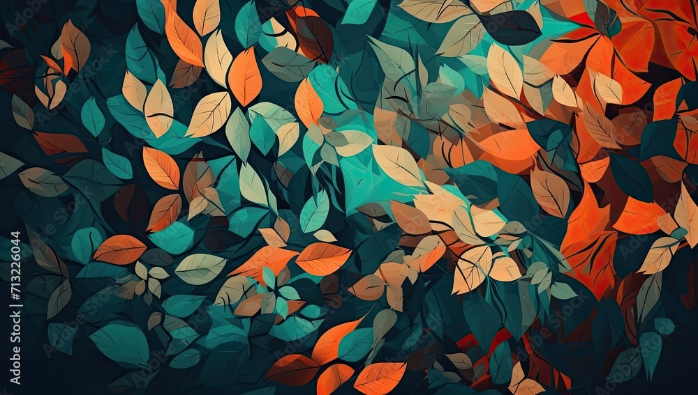 A vibrant and chaotic explosion of colors, shapes, and textures, capturing the beauty and transience of nature through a modern abstract painting of a pile of leaves A vibrant and chaotic explosion of colors, shapes, and textures, capturing the beauty and transience of nature through a modern abstract painting of a pile of leaves