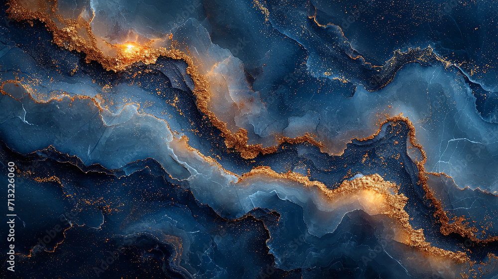 Sapphire blue marble stone with gold vein. Vivid graphite texture geode wallpaper background Sapphire blue marble stone with gold vein. Vivid graphite texture geode wallpaper background