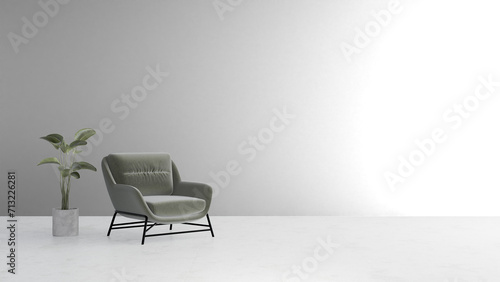 empty living room with minimalist design  realistic lighting  interior mockup in 3D rendering 
