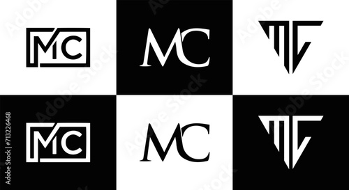 MC logo. M C design. White MC letter. MC, M C letter logo design. Initial letter MC linked circle uppercase monogram logo. M C letter logo vector design. MC letter logo design five style.	
 photo