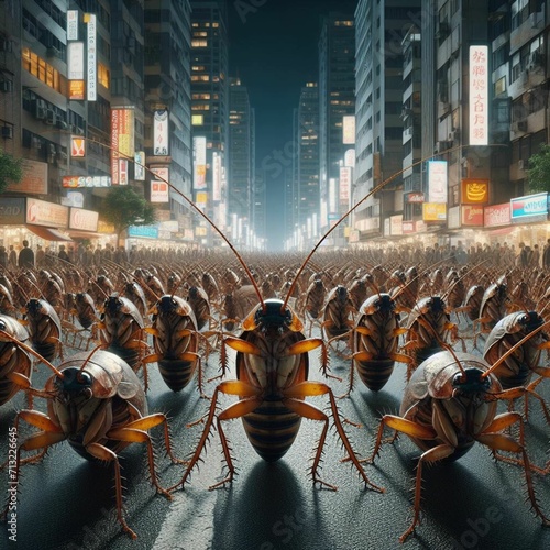 large army of cockroaches invades the streets photo