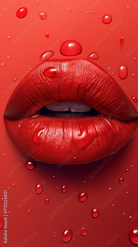 red lips with drops red lips with drops