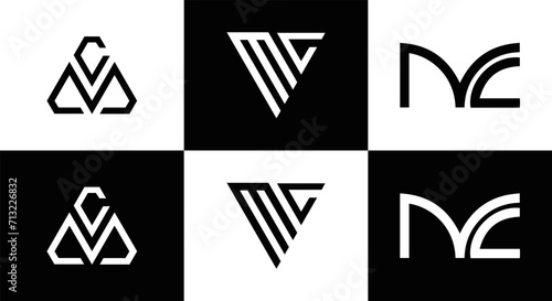 MC logo. M C design. White MC letter. MC, M C letter logo design. Initial letter MC linked circle uppercase monogram logo. M C letter logo vector design. MC letter logo design five style. 