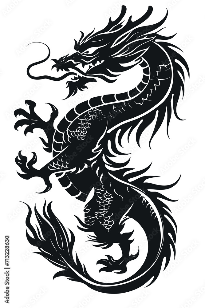 an abstract black dragon tattoo on a white background illustration illustration an abstract black dragon tattoo on a white background illustration illustration