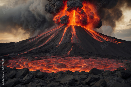 photo of a volcano erupting  releasing hot steam  lava and magma 1