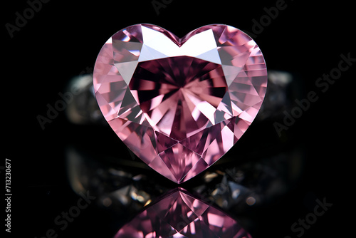 Heart shaped diamond on a dark background. Valentine's day concept.