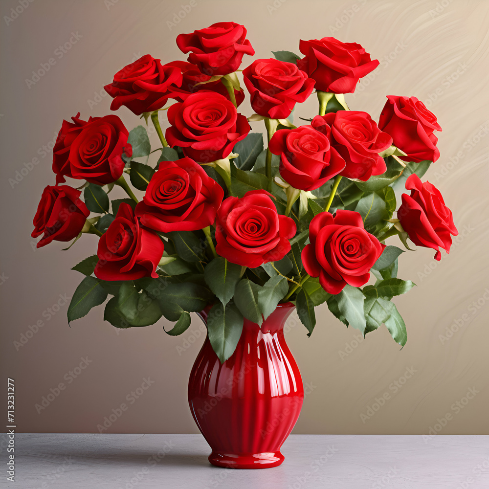 Bouquet of red roses in vase isolated on white background Bouquet of red roses in vase isolated on white background