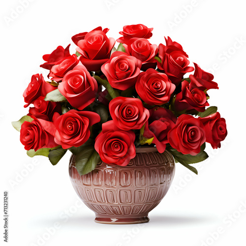 Bouquet of red roses in vase
