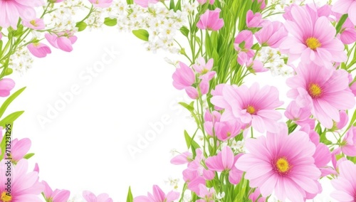 Art spring flowers frame background, generative, AI