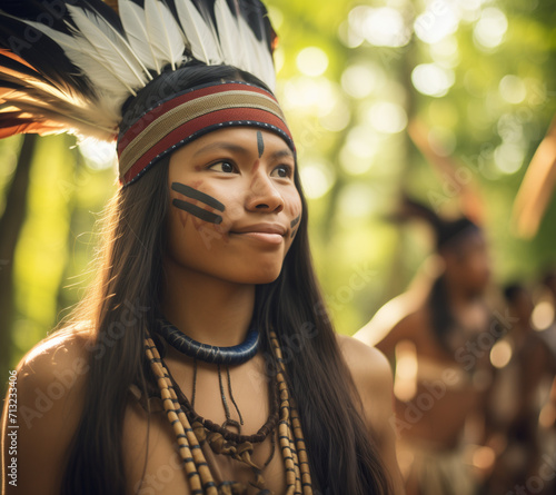 A compelling portrayal of Brazilian indigenous individuals showcasing their rich cultural heritage.