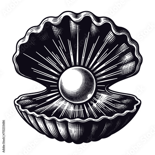 shell with a pearl illustration