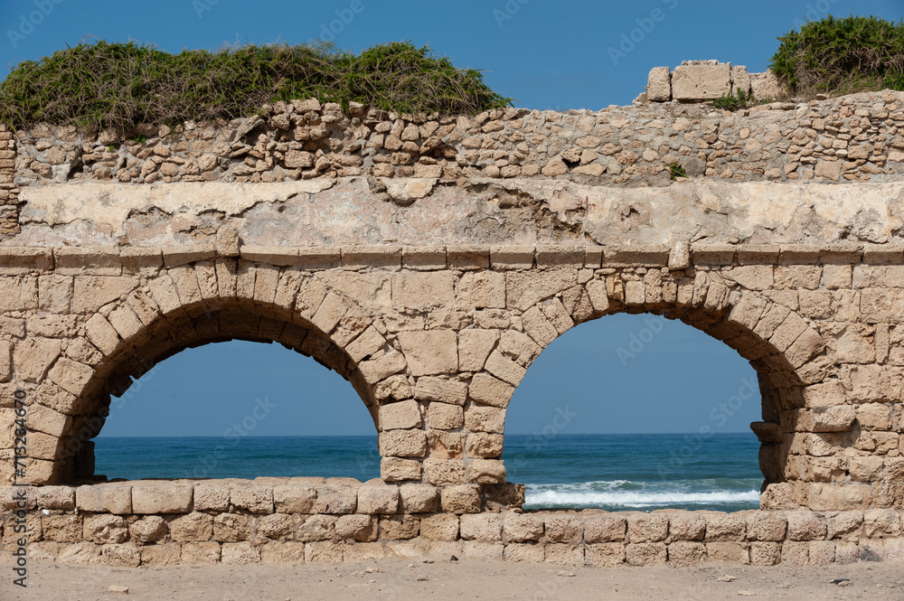 The Hadrianic aqueduct of Caesarea Maritima along Israel's Mediterranean coast.