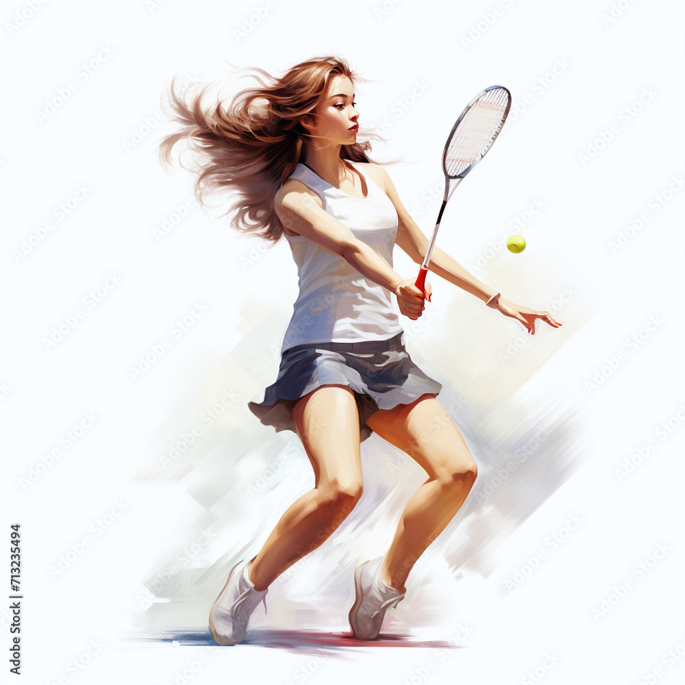 woman playing badminton badminton, sport, white background woman playing badminton badminton, sport, white background