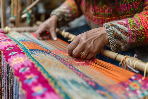 hands of a person with handmade woolen scarves