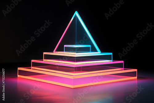 Neon podium product display pedastel mock up background