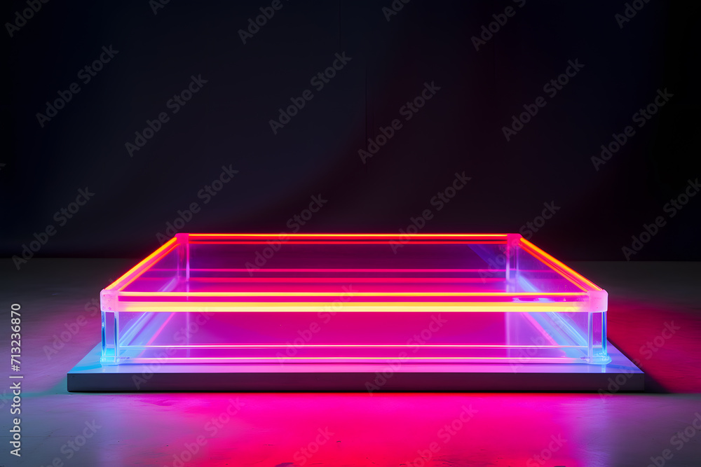 Neon podium product display pedastel mock up background Neon podium product display pedastel mock up background