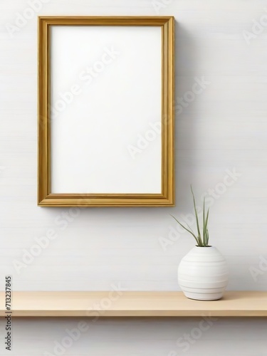 Mock up poster blank frame in modern interior background