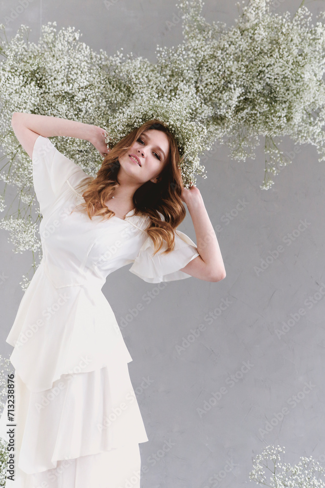 Beautiful blond woman with flowers wreath Beautiful blond woman with flowers wreath