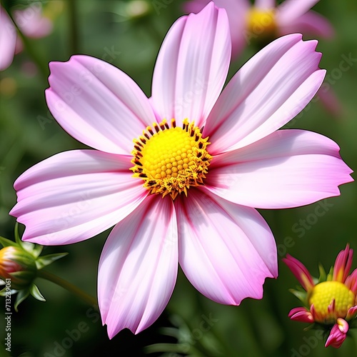 Vibrant Pink Cosmos Flower Blooming, Perfect for Backgrounds, Wallpapers, and Floral Themes