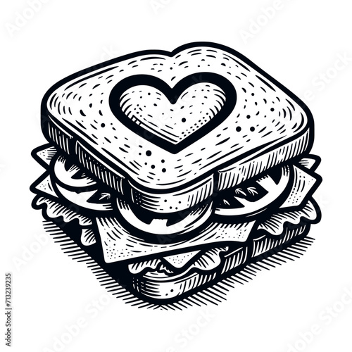 sandwich with a heart sketch