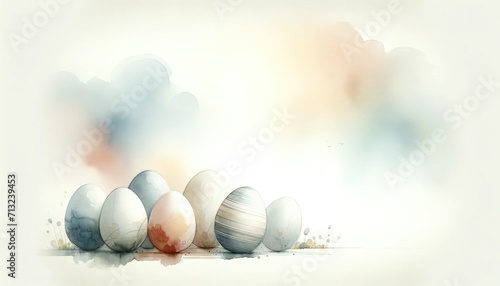 Easter background with painted eggs in pastel colors. Vector.