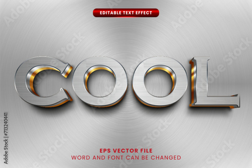 Cool silver metallic 3d editable vector text effect