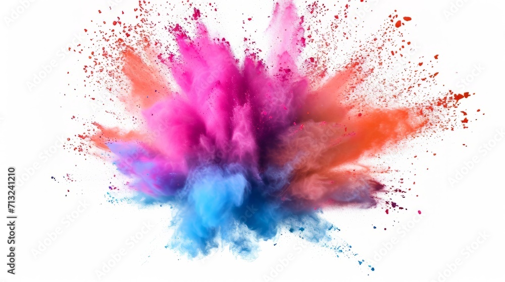 Big powder colorful explosion isolated on white background