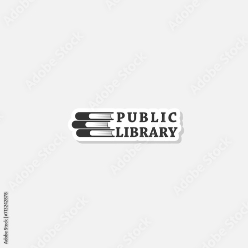  Public library icon sticker isolated on gray background