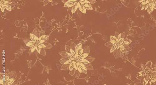 Vintage wallpaper with floral patterns, generative, AI