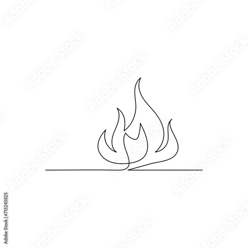 Bon fire continuous one line drawing outline vector illustration