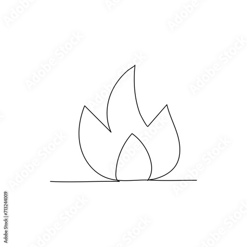 Bon fire continuous one line drawing outline vector  illustration