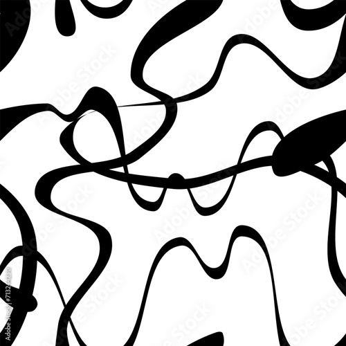 Abstract Seamless Pattern | Black and White Shapes Pattern