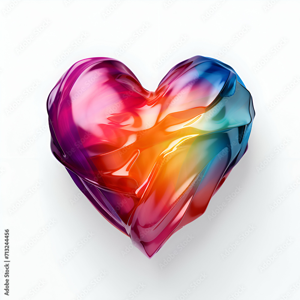 Colorful heart made of watercolor splashes.  illustration.