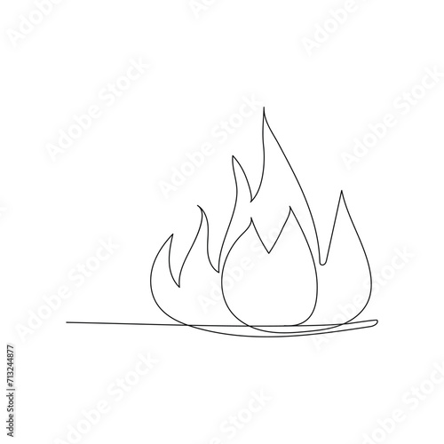 Bon fire continuous one line drawing outline vector  illustration