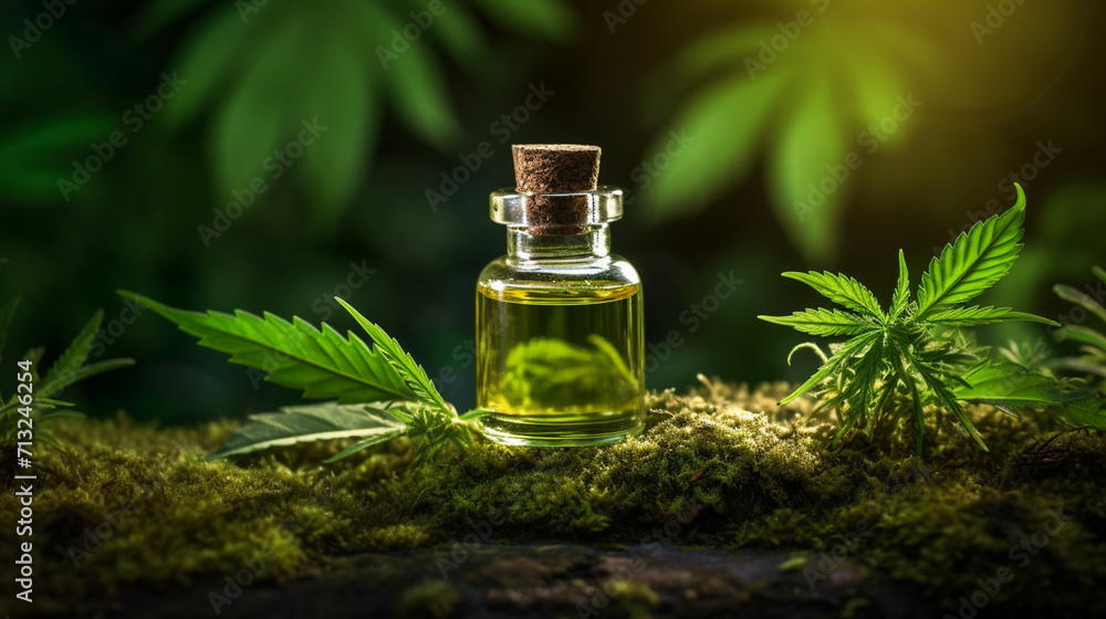 Cannabis oil extract in a small bottle. selective focus. Generative AI, Cannabis oil extract in a small bottle. selective focus. Generative AI,